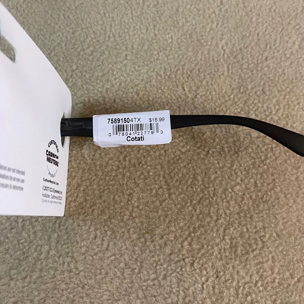 ICU Eyewear Black‎ Reading Glasses +2.00 Strength Magnify Optical Readers NWT